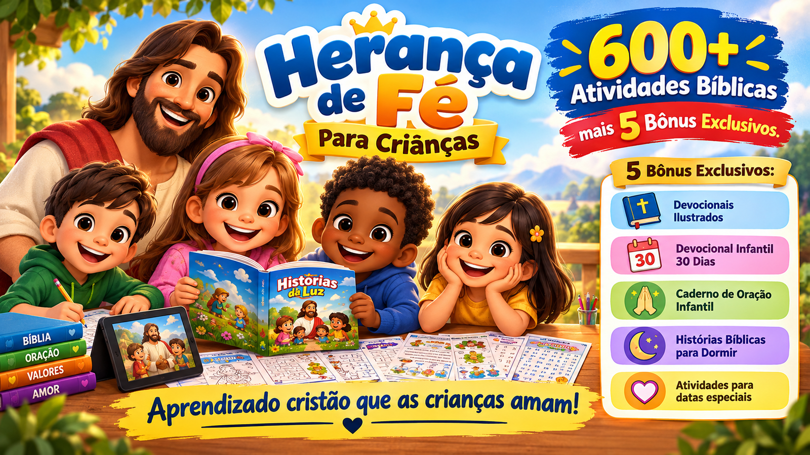Kit de 600+ Atividades Bíblicas e Bônus Exclusivos para Crianças